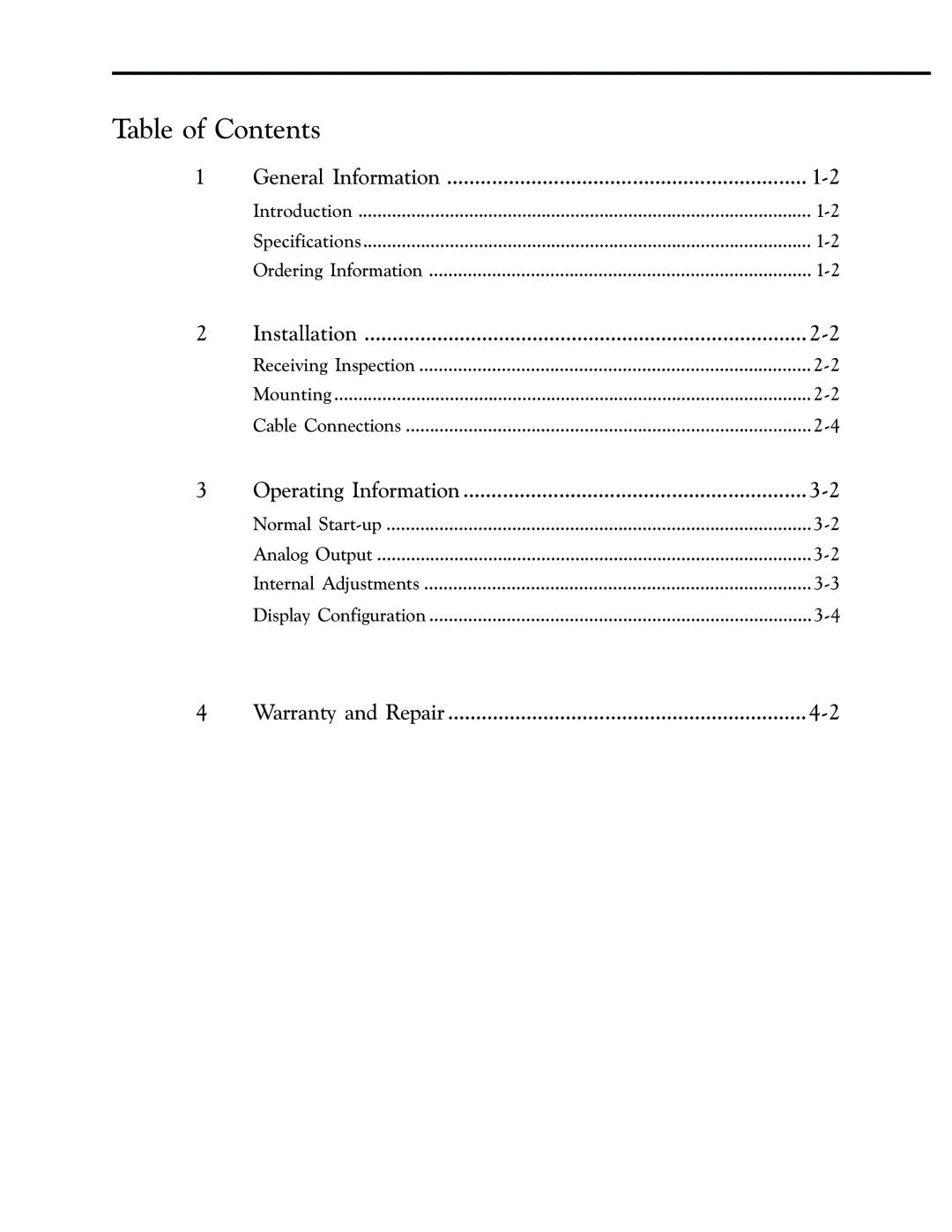 Teledyne HCM-300 manual Table of Contents 