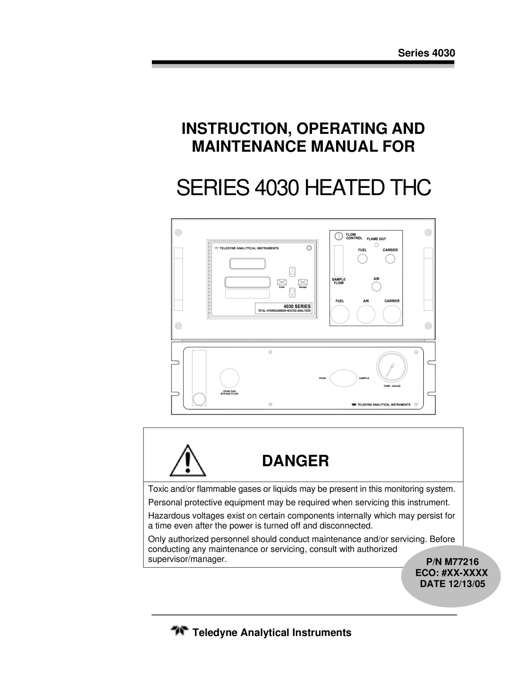 Teledyne SERIES 4030, HEATED THC manual Series 4030 Heated THC 