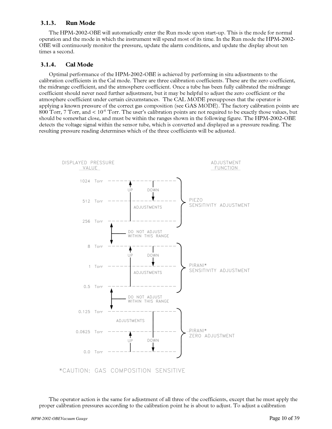 Teledyne HPM-2002-OBE instruction manual Run Mode, Cal Mode 