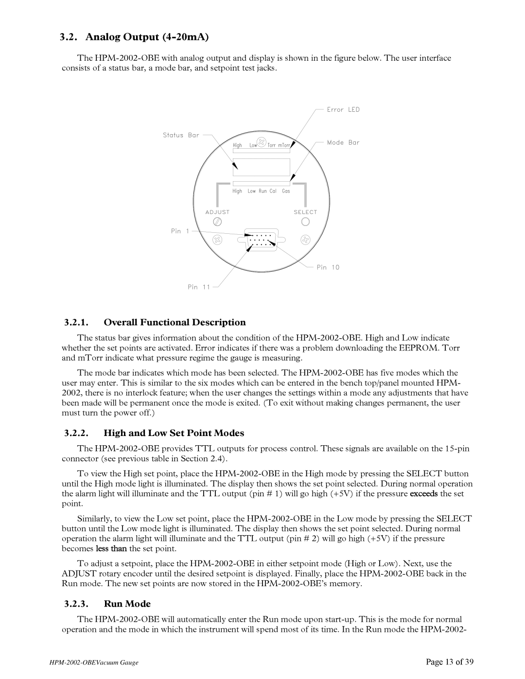 Teledyne HPM-2002-OBE instruction manual Analog Output 4-20mA, Overall Functional Description 