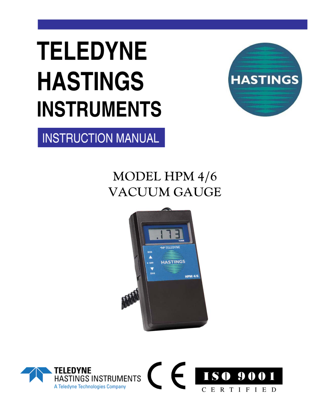 Teledyne HPM 4/6 instruction manual Teledyne Hastings 