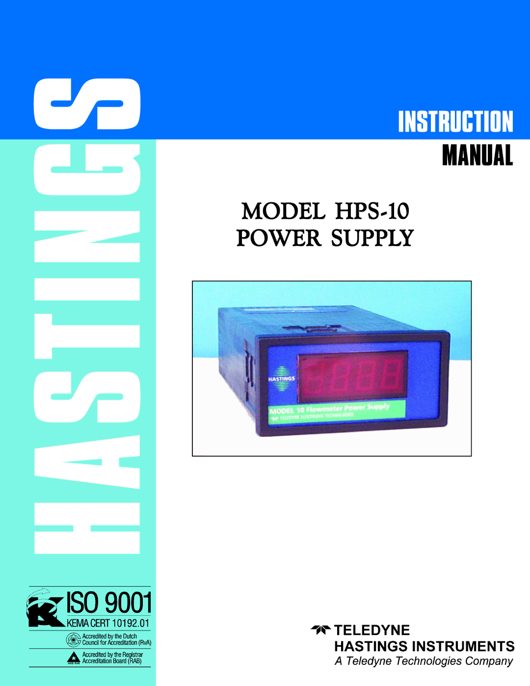 Teledyne HPS-10 instruction manual Hastings 