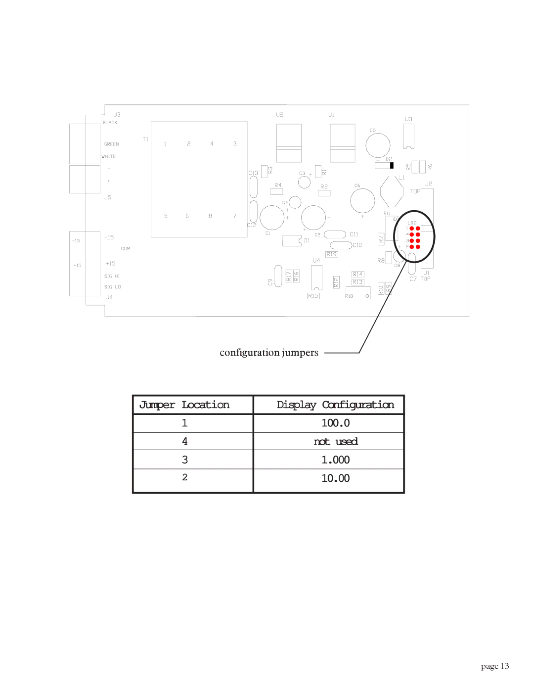 Teledyne HPS-10 instruction manual Configuration jumpers 