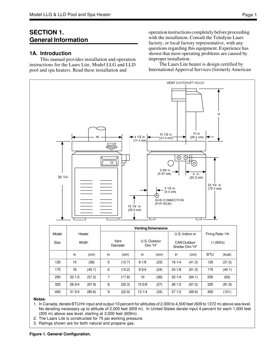 Teledyne LLG, LLD dimensions Section, 1A. Introduction 