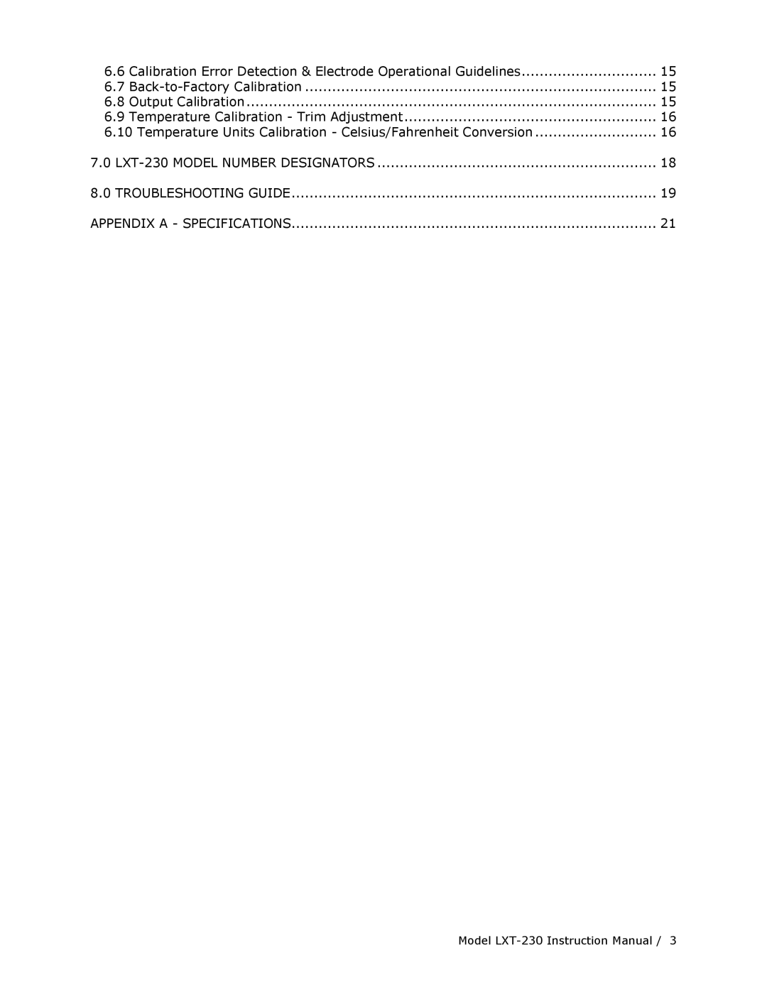 Teledyne LXT-230 manual Temperature Units Calibration Celsius/Fahrenheit Conversion 