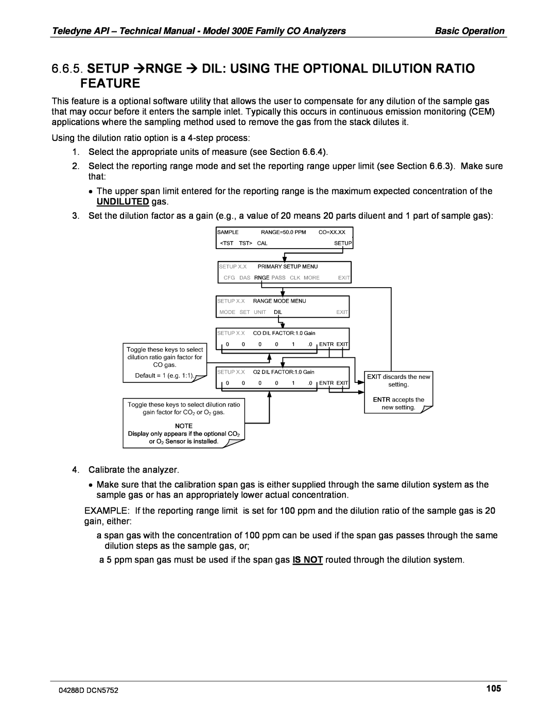 Teledyne M300EM operation manual Using the dilution ratio option is a 4-stepprocess 