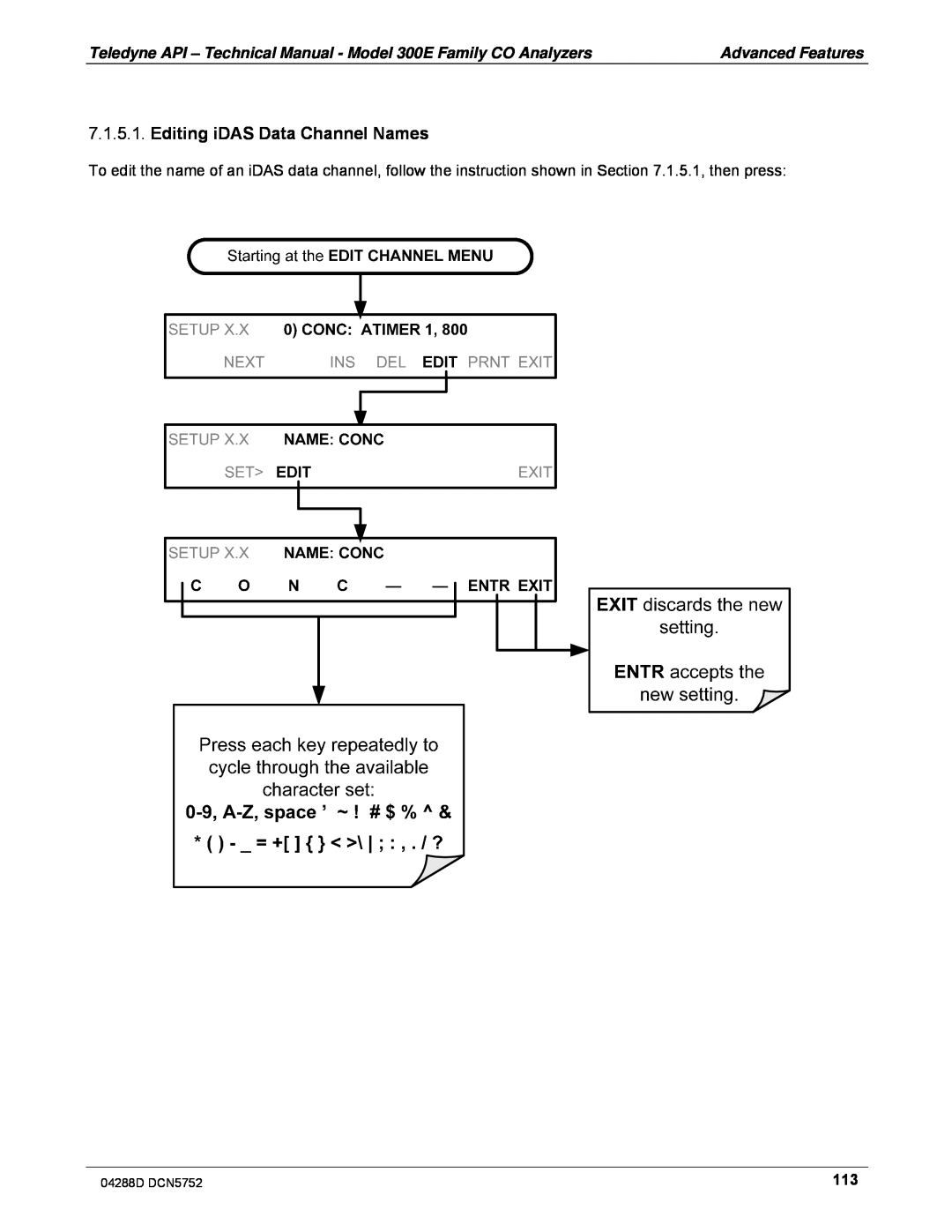 Teledyne M300EM operation manual Editing iDAS Data Channel Names 