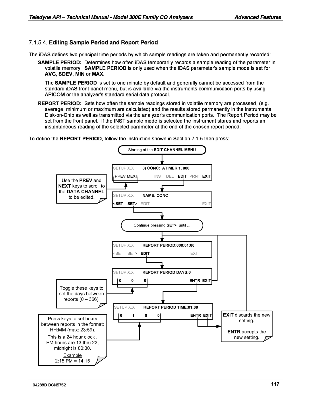 Teledyne M300EM operation manual Editing Sample Period and Report Period 