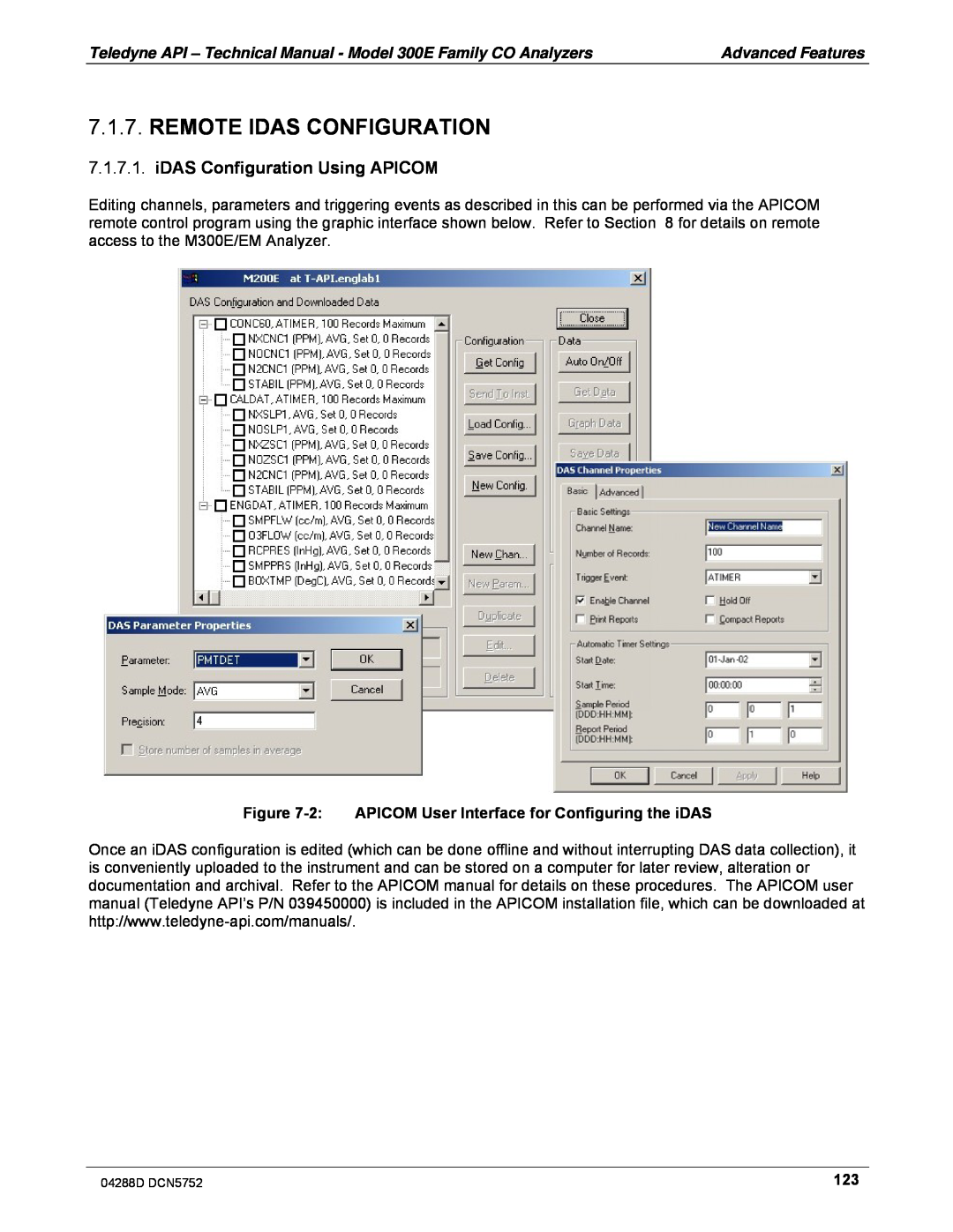 Teledyne M300EM operation manual Remote Idas Configuration, iDAS Configuration Using APICOM 