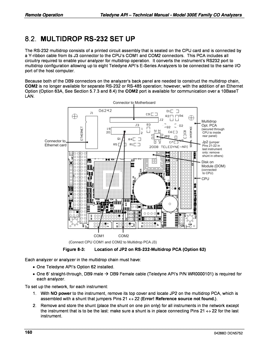 Teledyne M300EM operation manual MULTIDROP RS-232SET UP 