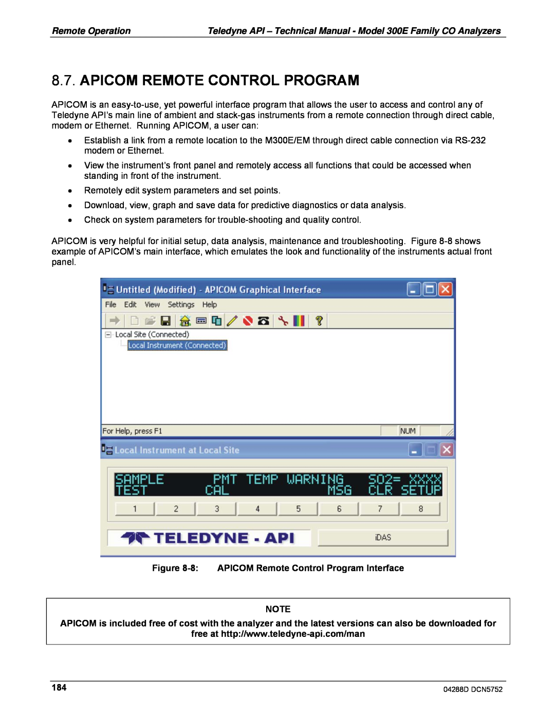Teledyne M300EM operation manual Apicom Remote Control Program 