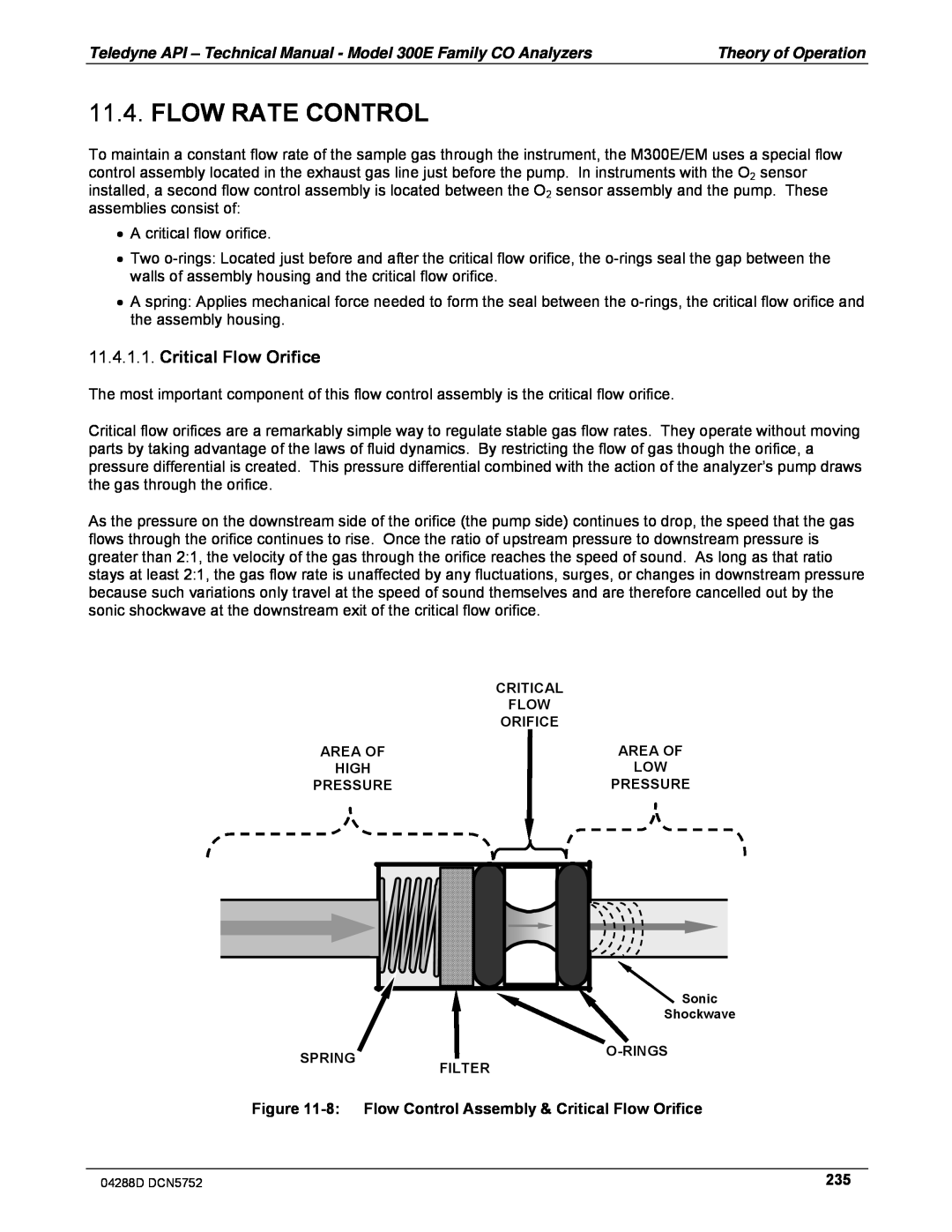 Teledyne M300EM operation manual Flow Rate Control, Critical Flow Orifice 