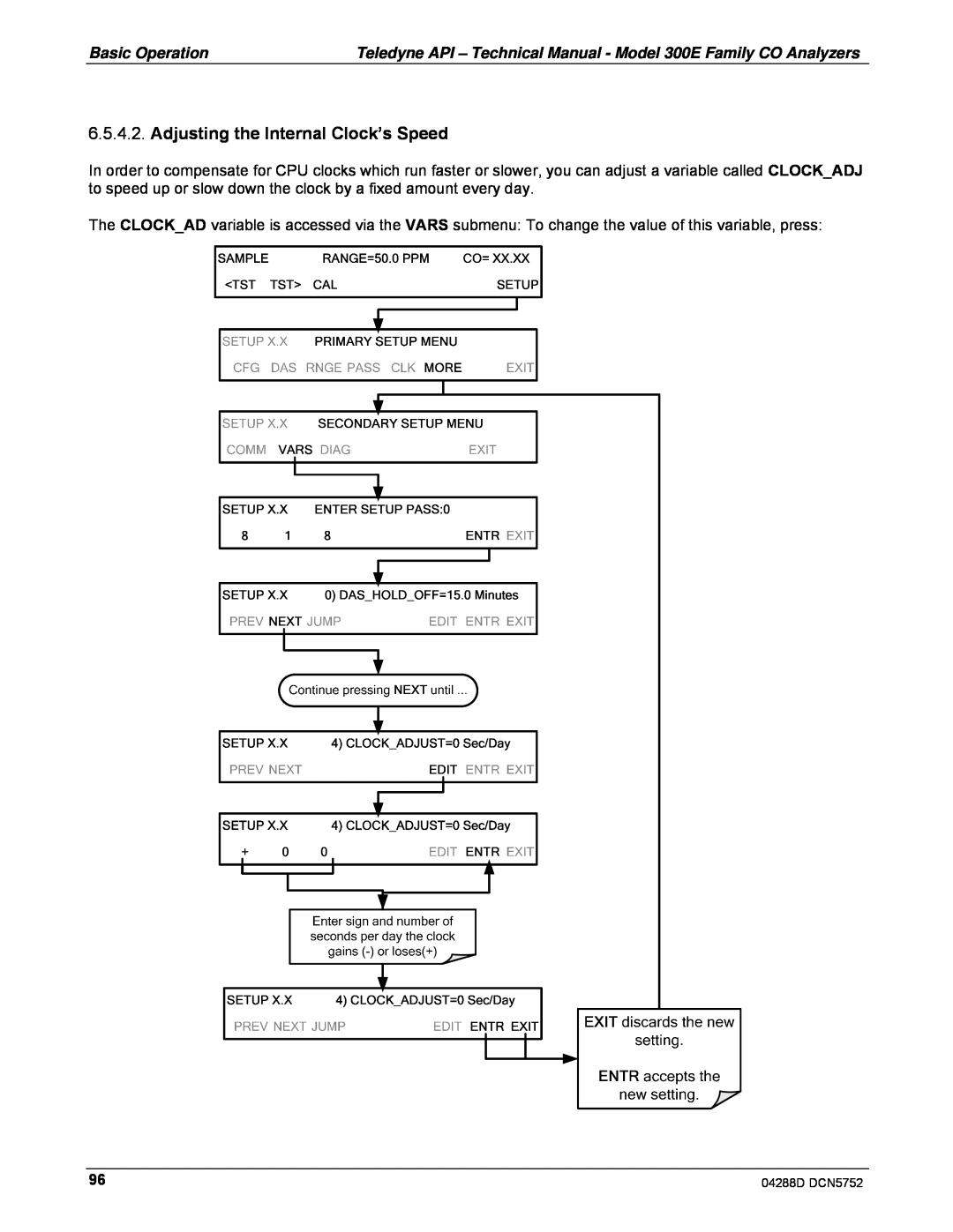 Teledyne M300EM operation manual Adjusting the Internal Clock’s Speed 