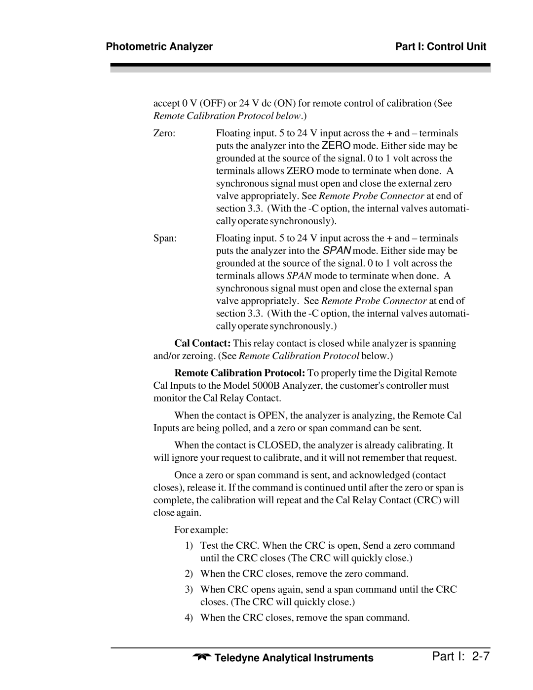 Teledyne M5000B operating instructions Part I 