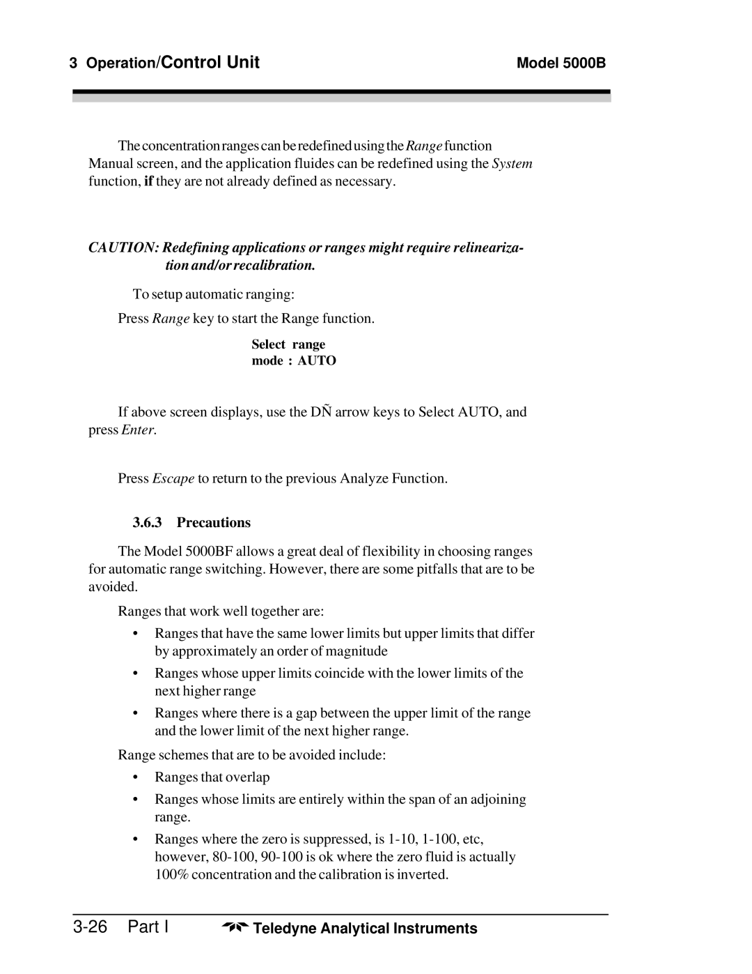 Teledyne M5000B operating instructions Precautions 