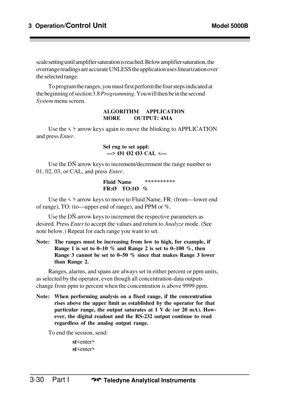 Teledyne M5000B operating instructions Algorithm Application More 