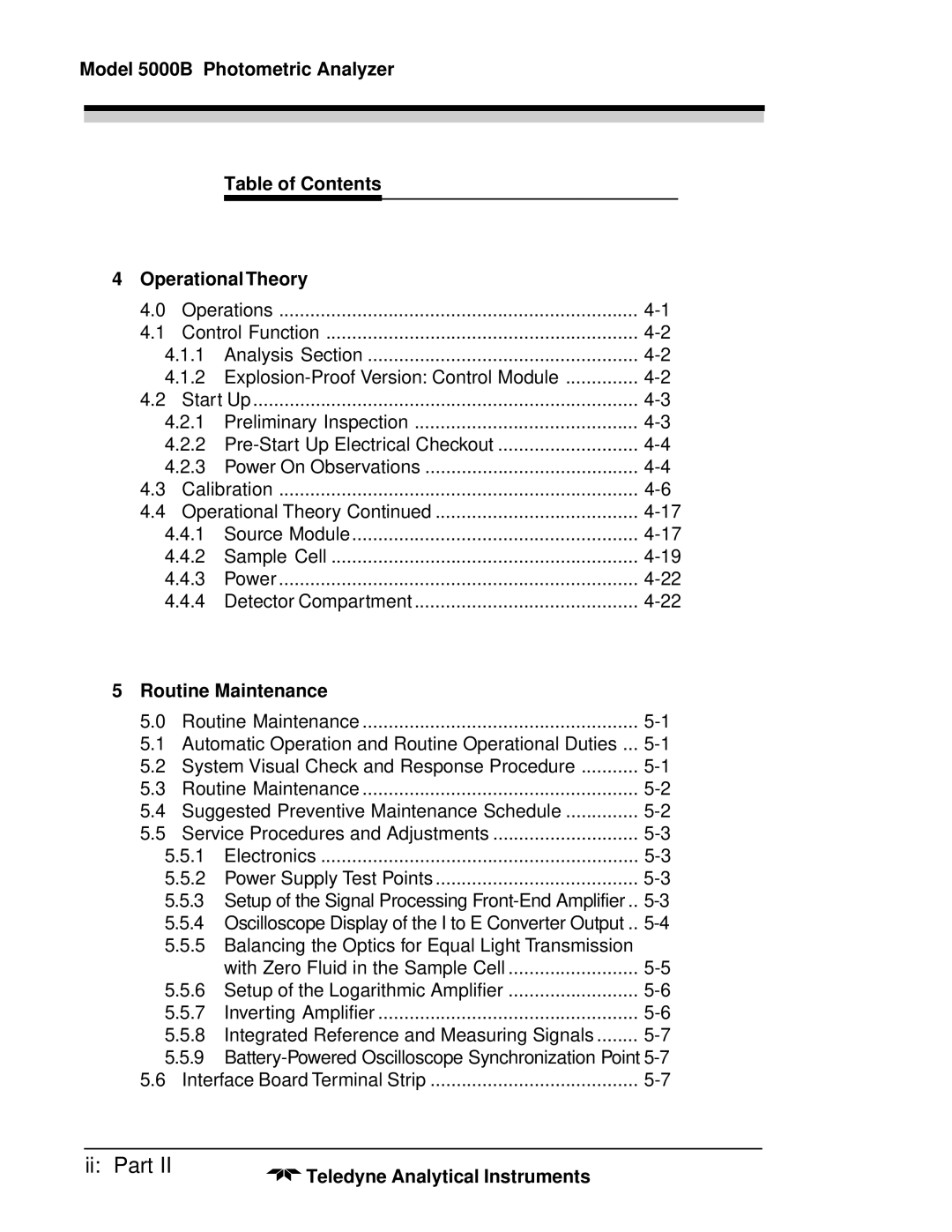 Teledyne M5000B operating instructions Ii Part, Routine Maintenance 