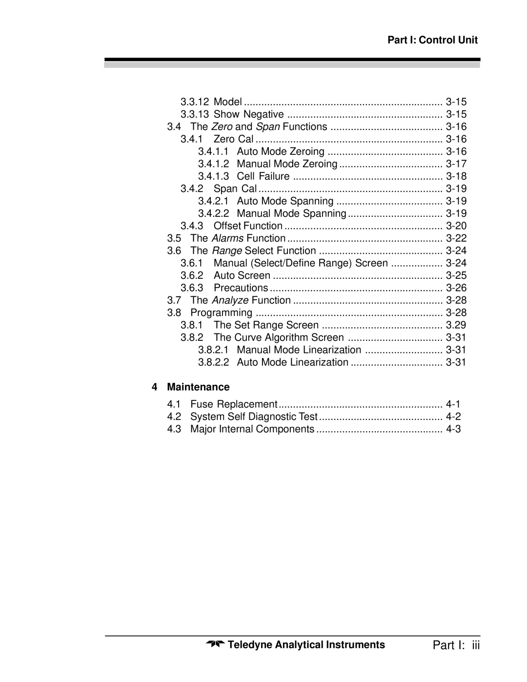 Teledyne M5000B operating instructions Maintenance 