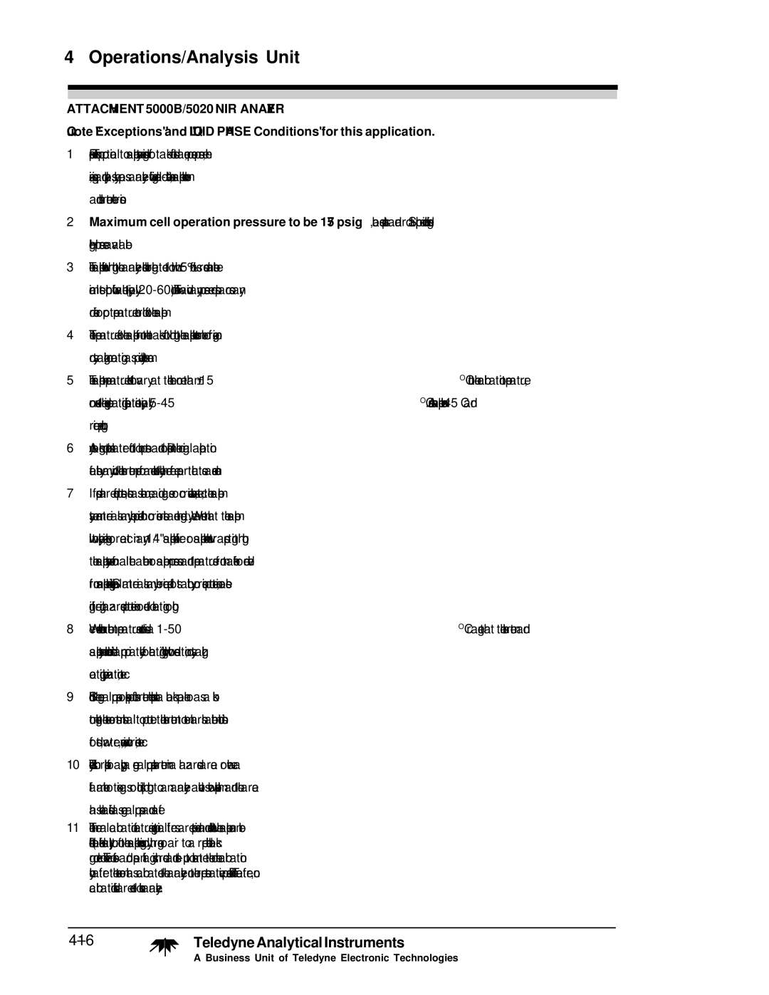 Teledyne M5000B operating instructions Attachment 5000B/5020 NIR Analyzer 