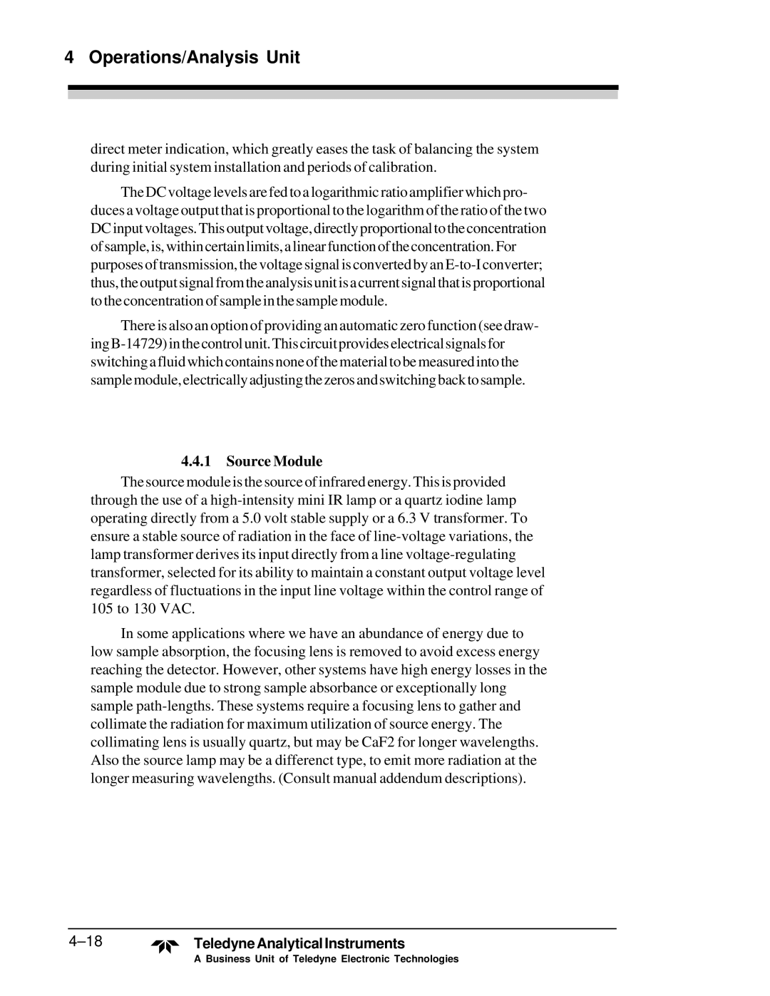 Teledyne M5000B operating instructions Source Module 