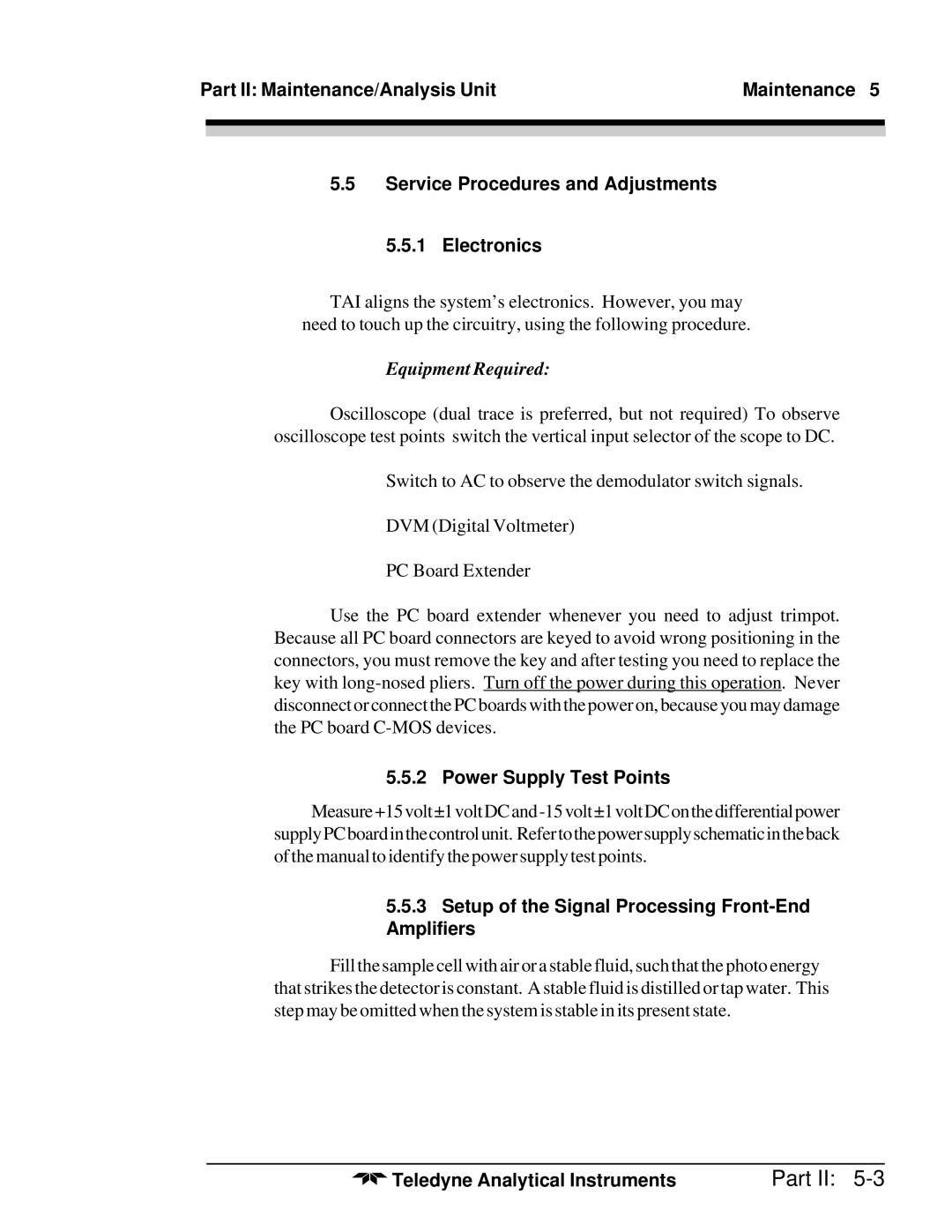 Teledyne M5000B operating instructions Equipment Required 