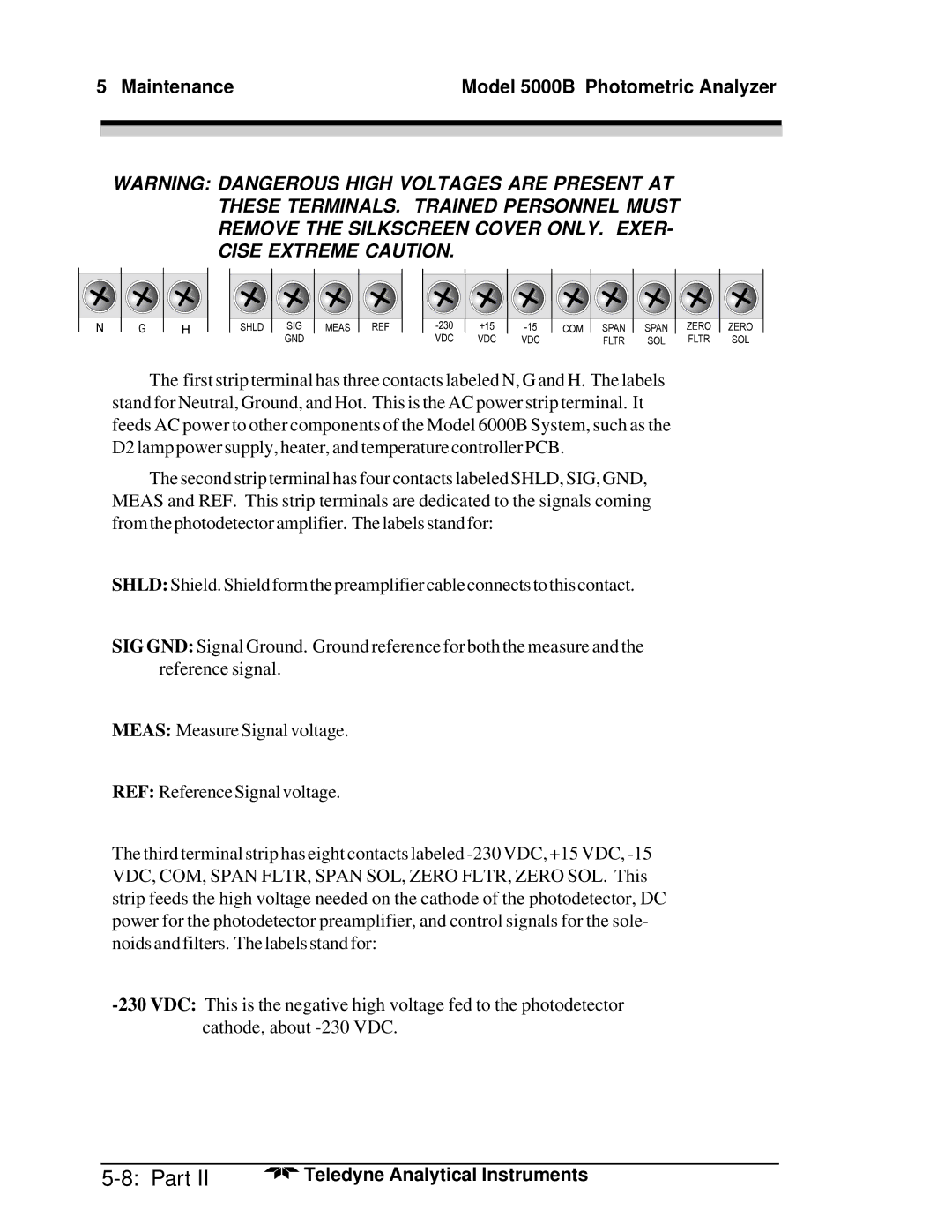 Teledyne M5000B operating instructions Part 