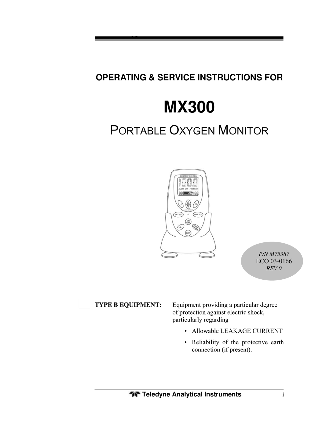 Teledyne MX300 manual 