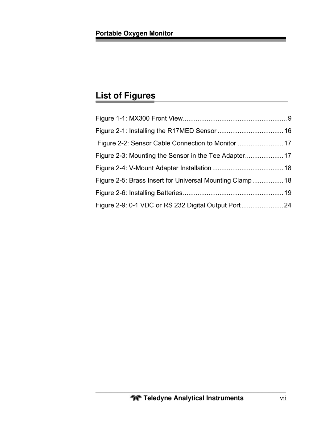 Teledyne manual List of Figures, MX300 Front View 