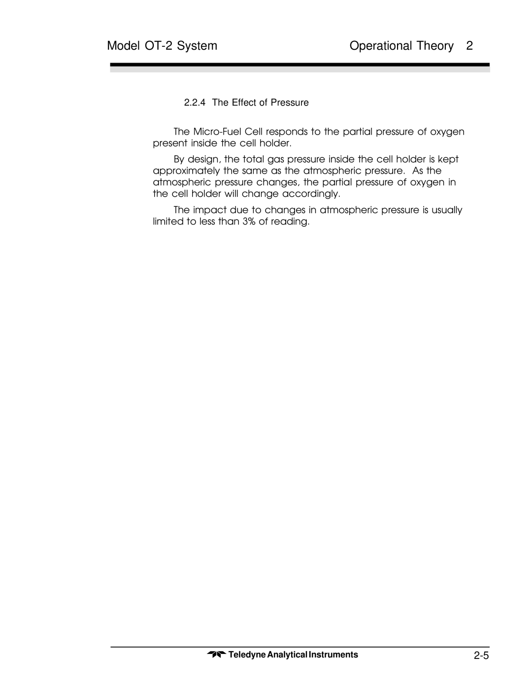 Teledyne operating instructions Model OT-2 System Operational Theory 