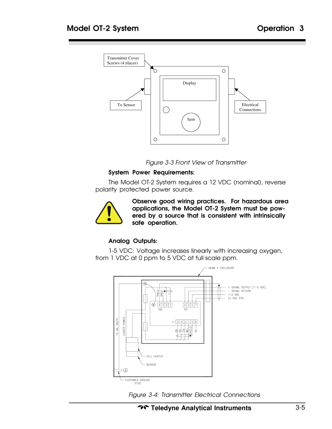 Teledyne OT-2 operating instructions Front View of Transmitter 