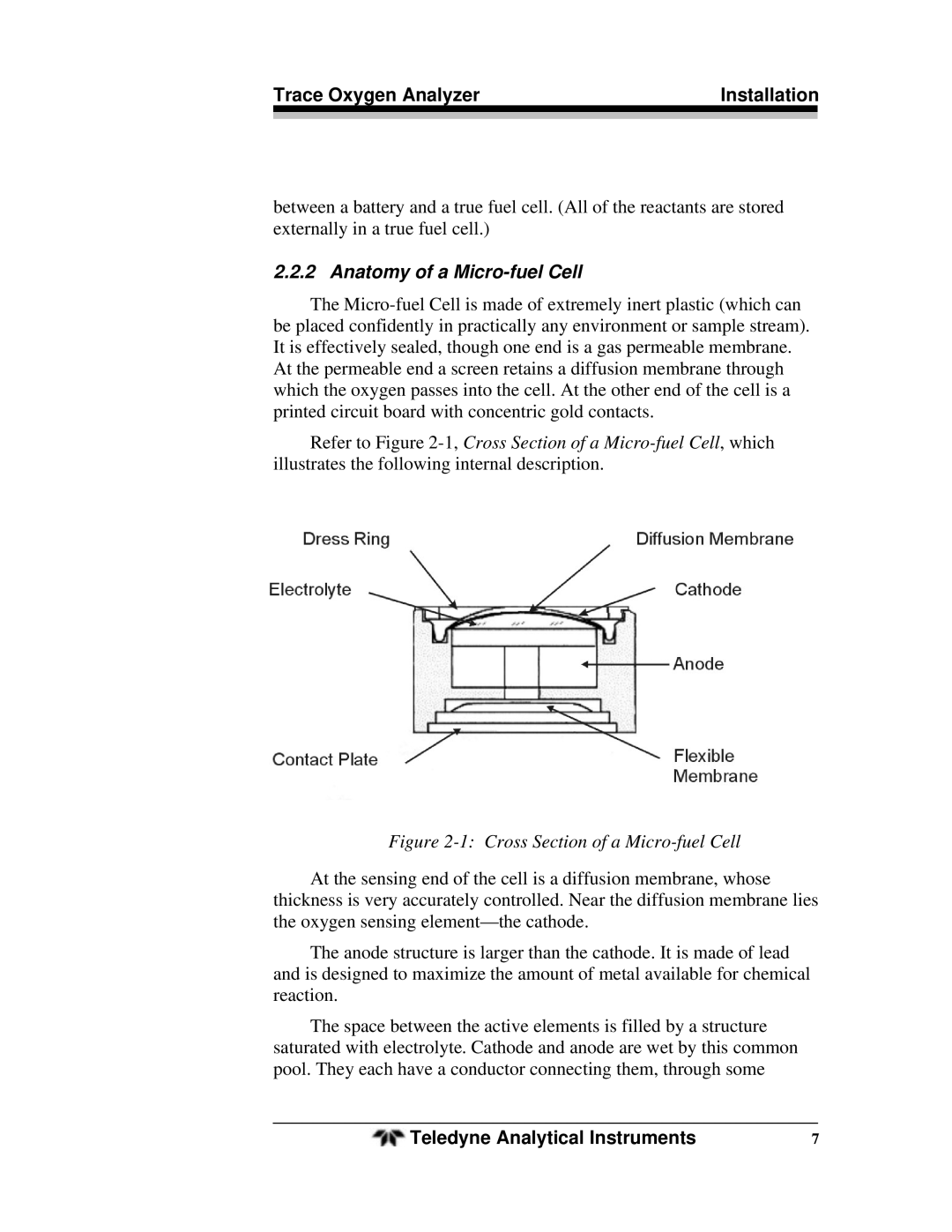 Teledyne OT-3 operating instructions Trace Oxygen Analyzer Installation, Anatomy of a Micro-fuel Cell 