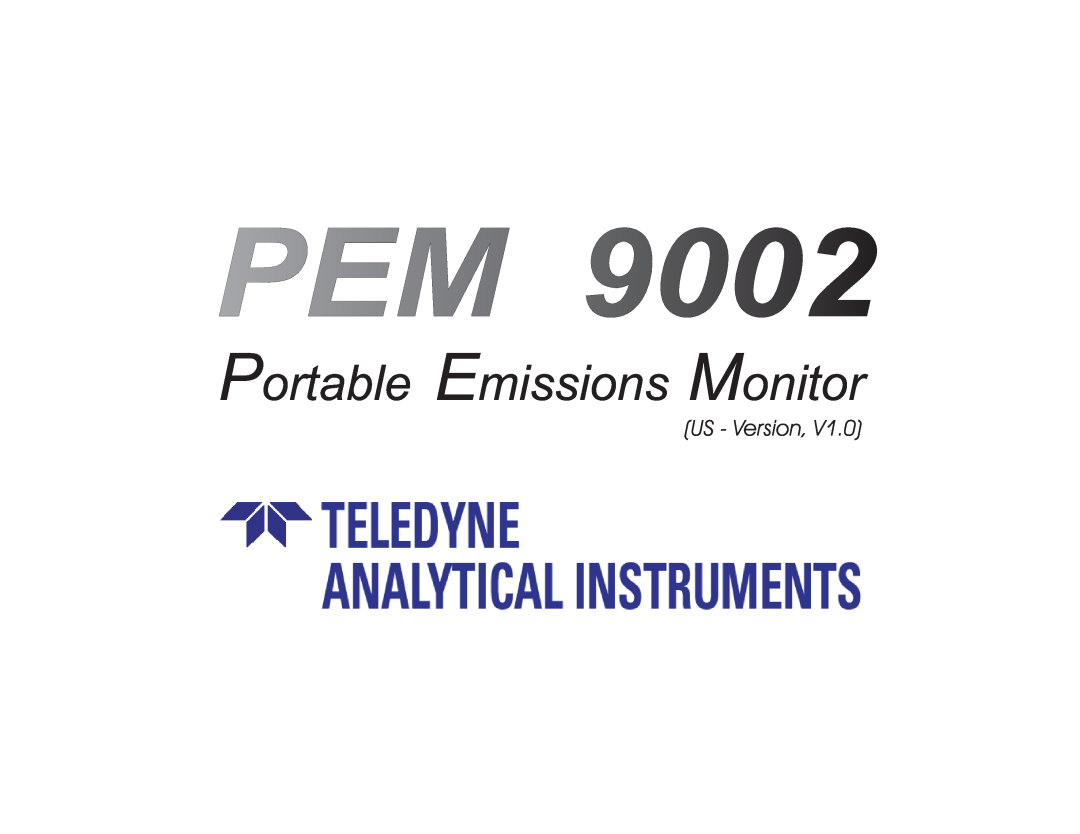 Teledyne PEM 9002 manual Portable Emissions Monitor, US - Version 