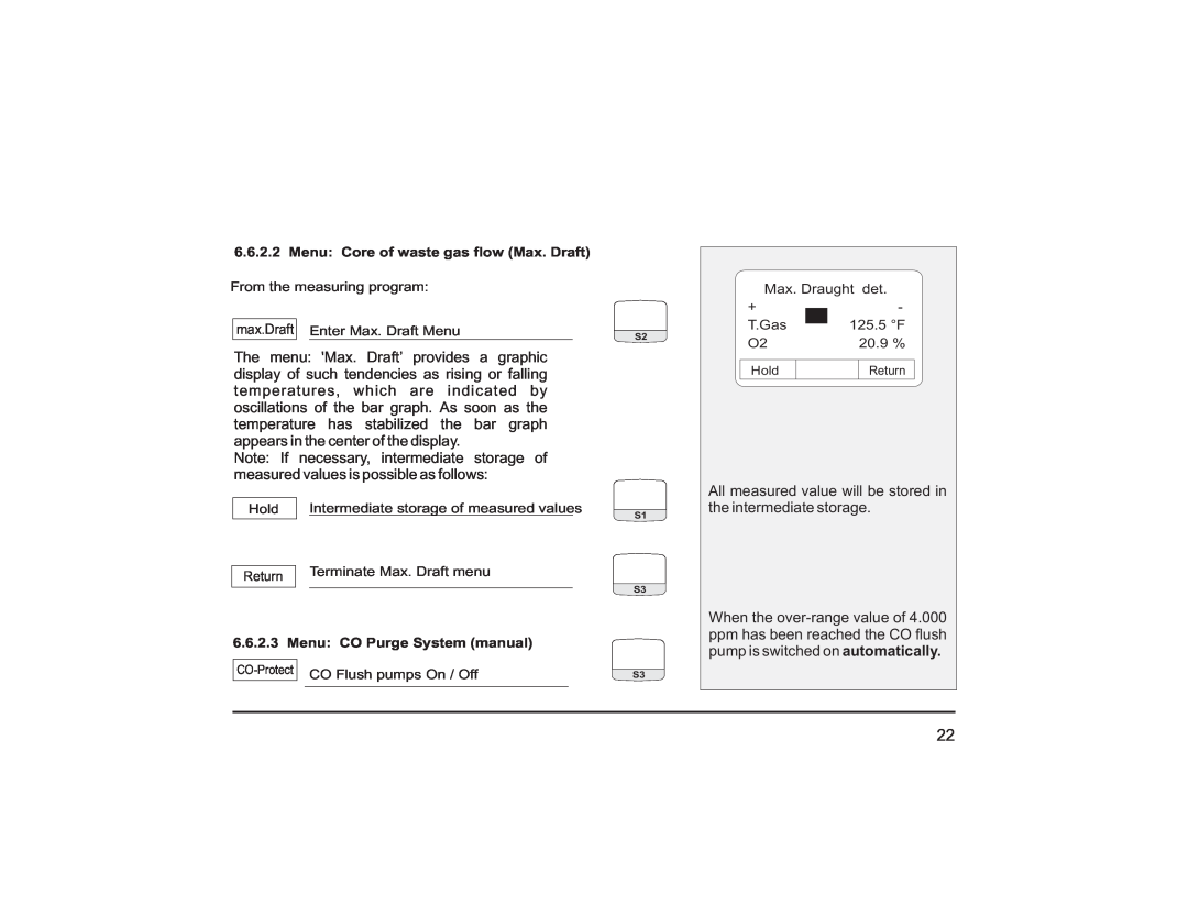 Teledyne PEM 9002 Menu Core of waste gas flow Max. Draft, Menu CO Purge System manual, CO-Protect 