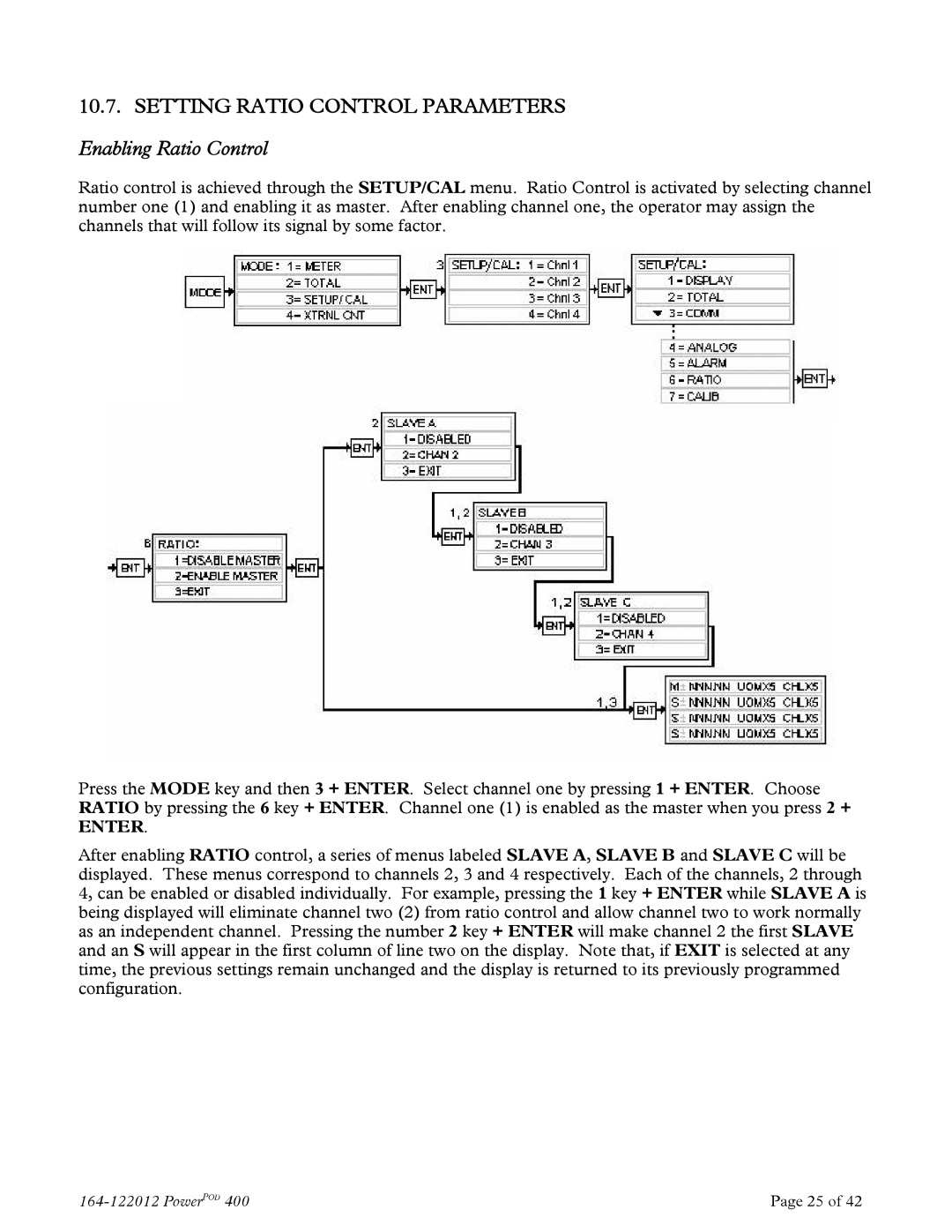 Teledyne powerpod 400 instruction manual Setting Ratio Control Parameters, Enabling Ratio Control 