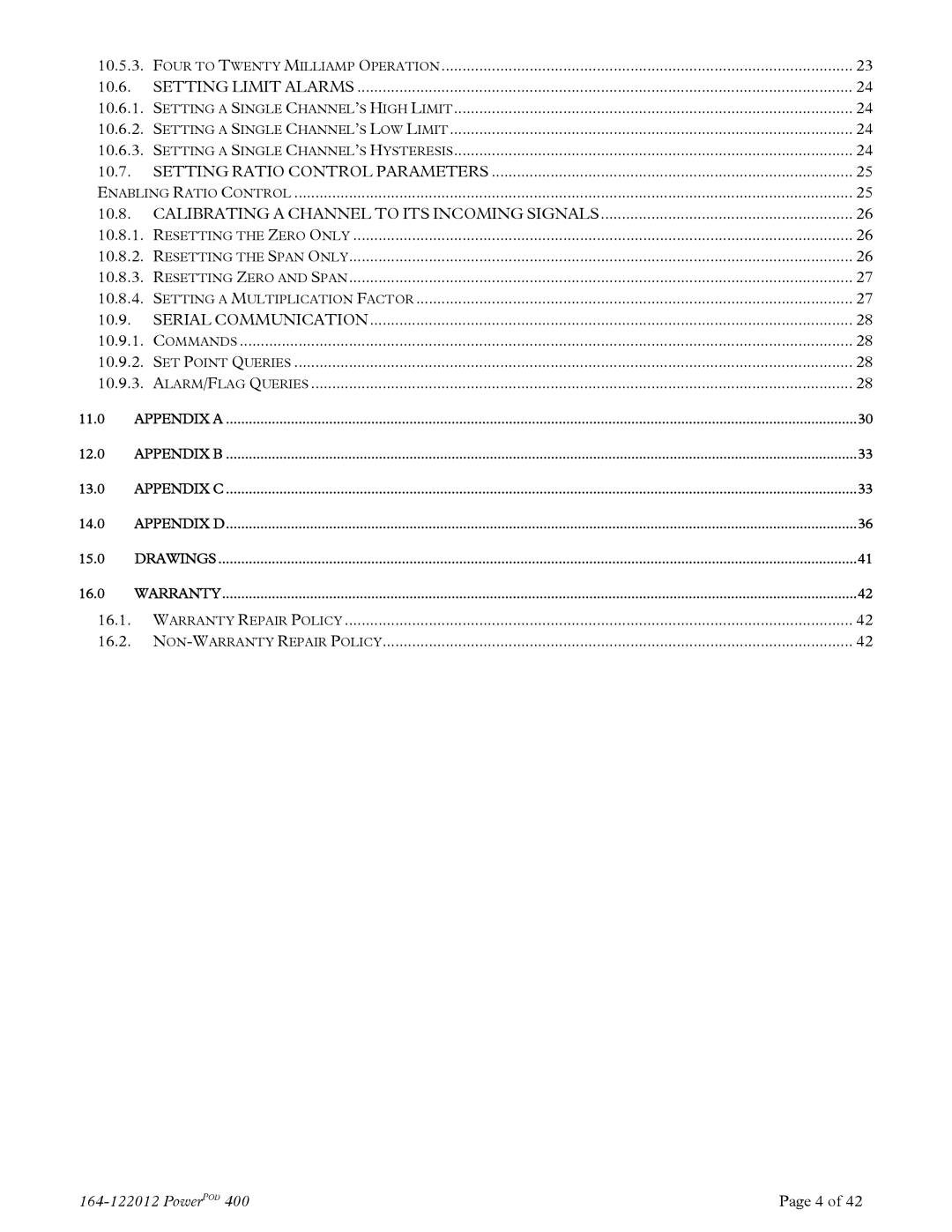 Teledyne powerpod 400 instruction manual Four to Twenty Milliamp Operation 