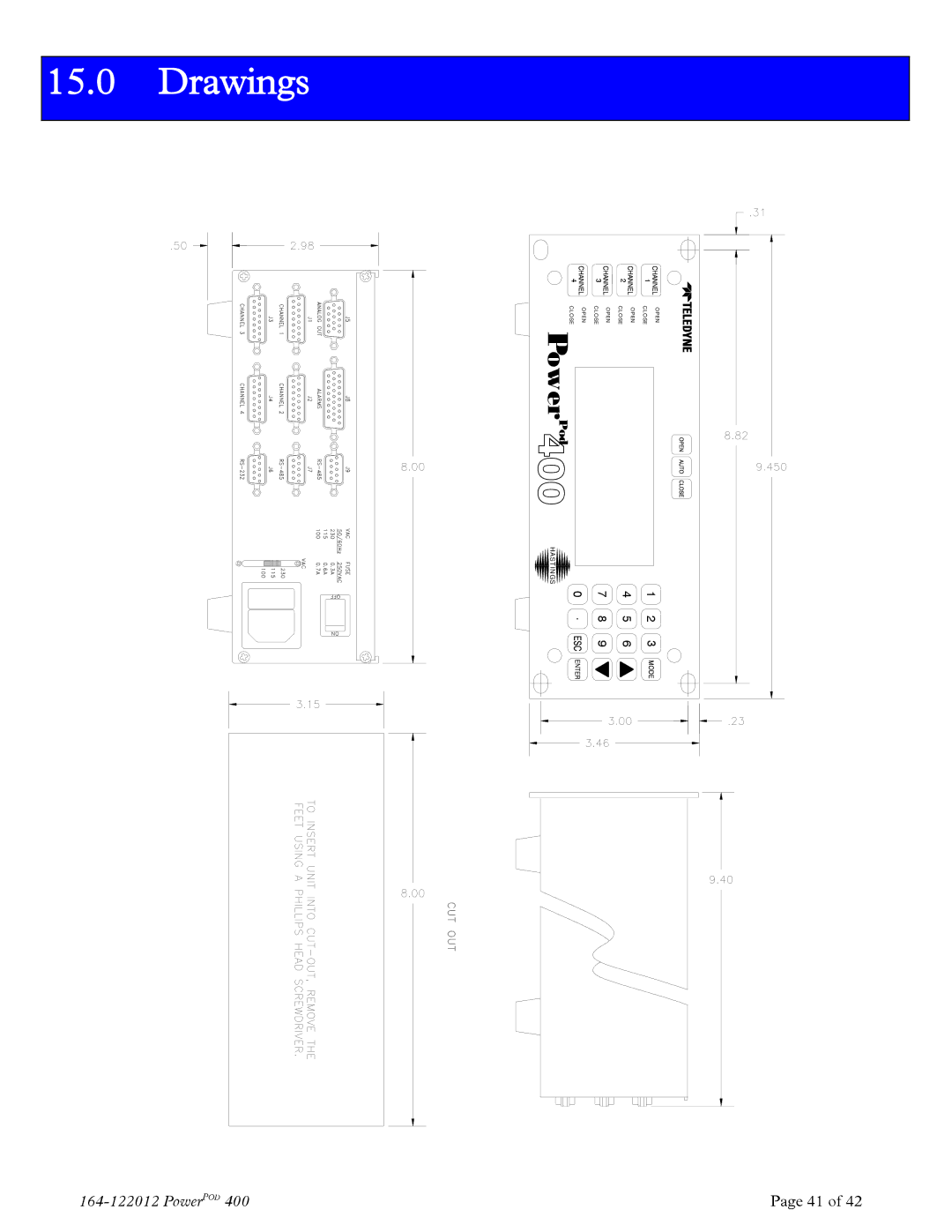 Teledyne powerpod 400 instruction manual Drawings 