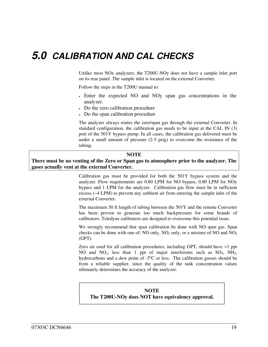 Teledyne T200U-NOy manual Calibration and CAL Checks 