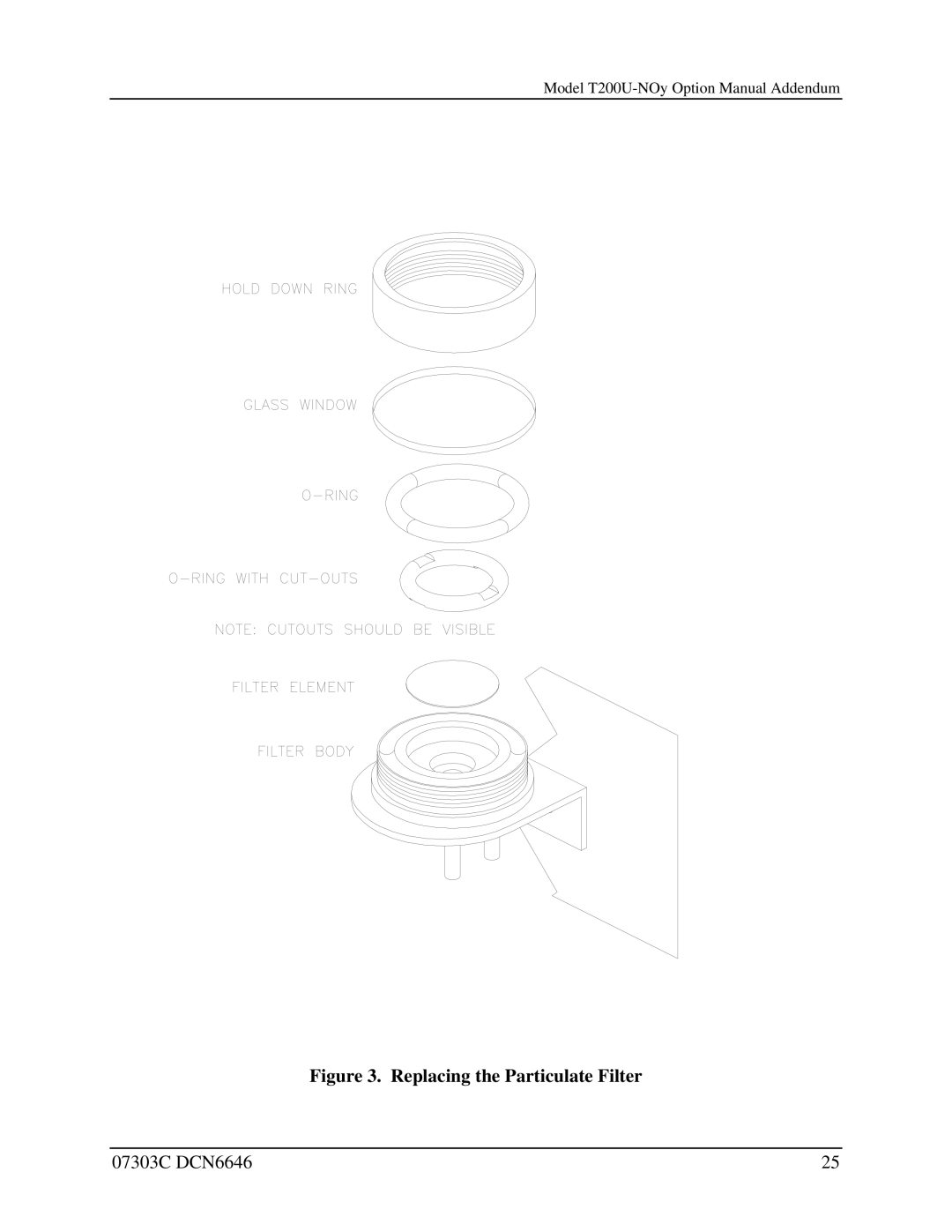 Teledyne T200U-NOy manual Replacing the Particulate Filter 