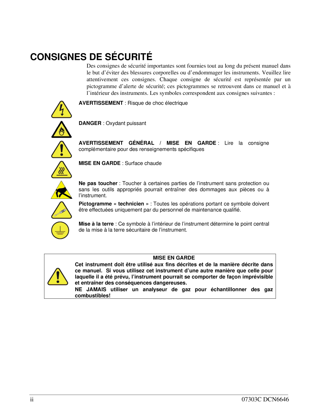 Teledyne T200U-NOy manual Consignes DE Sécurité 