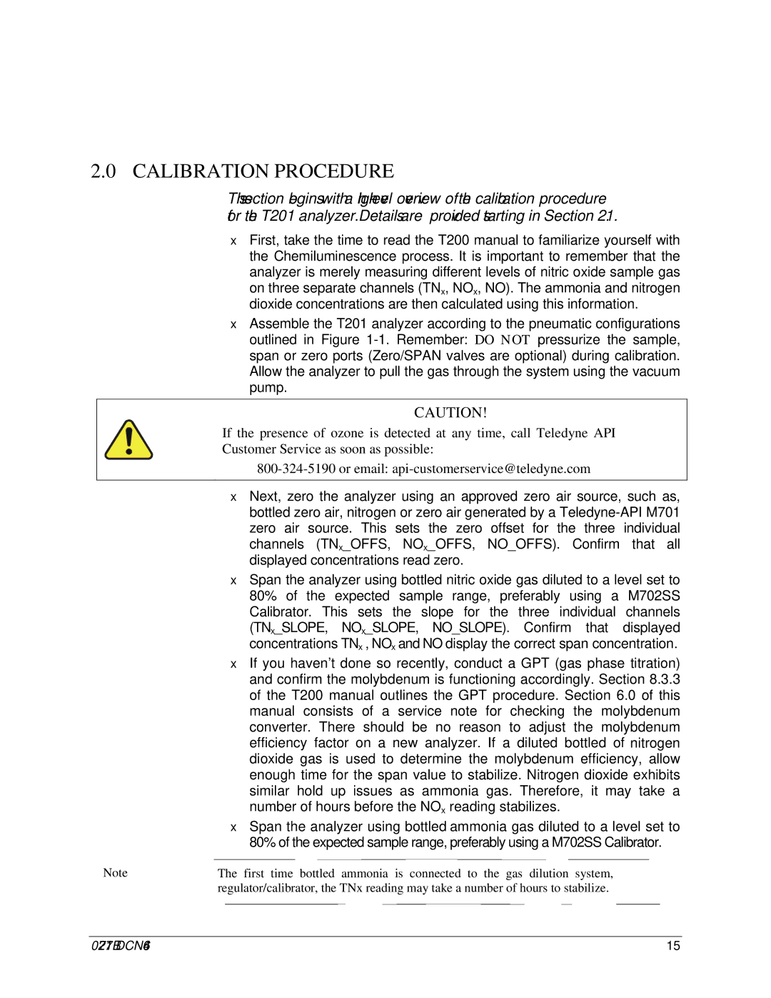 Teledyne T201 manual Calibration Procedure 