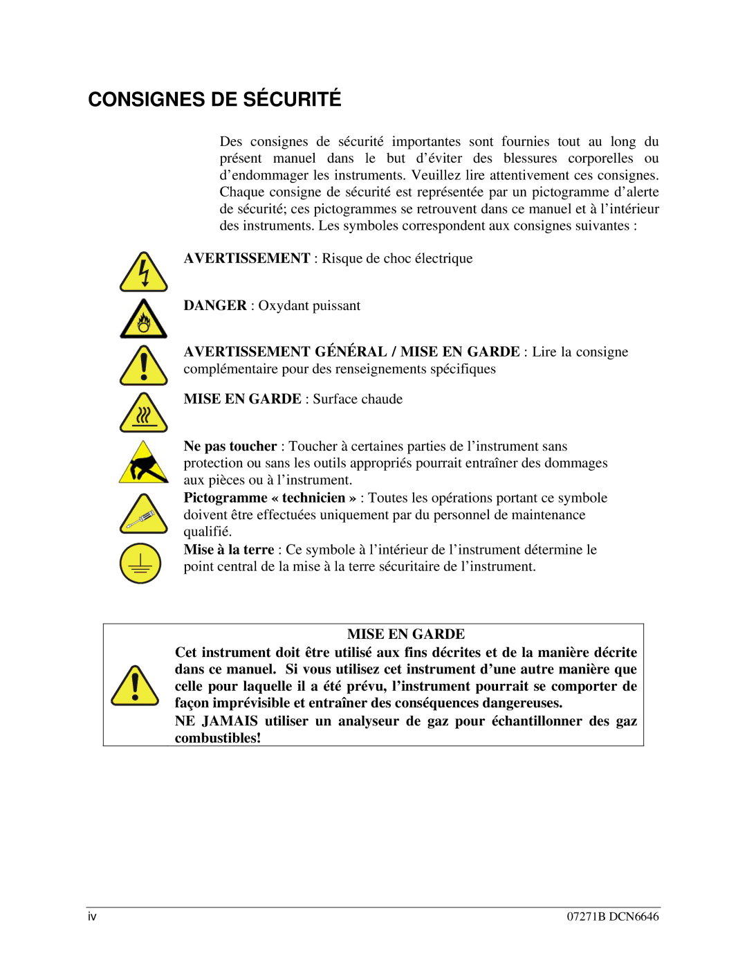 Teledyne T201 manual Consignes DE Sécurité, Mise EN Garde 