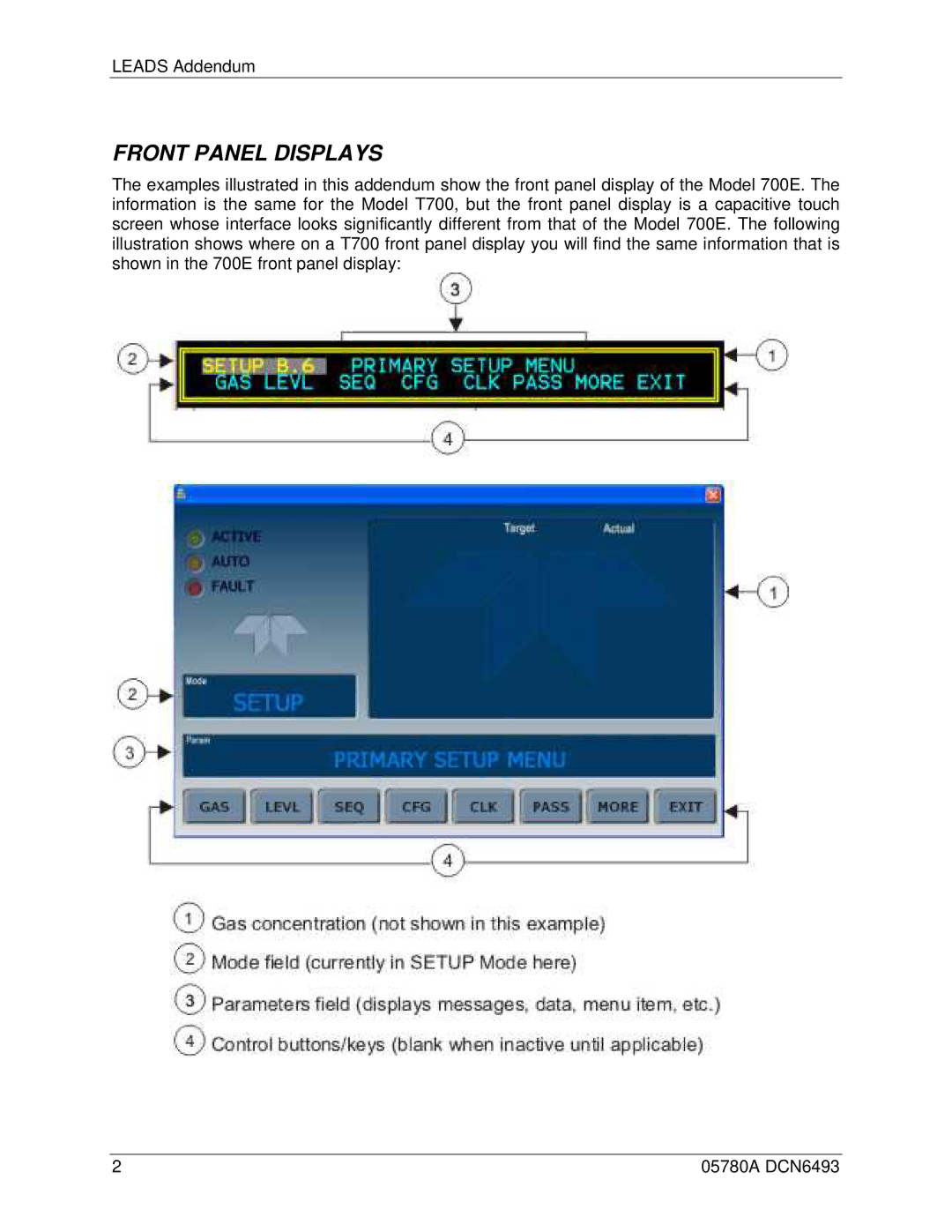 Teledyne t700e, t7000 user manual Front Panel Displays 