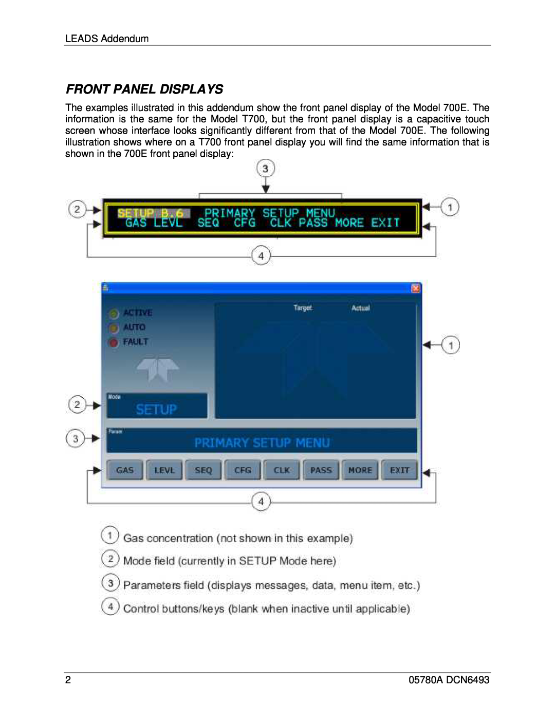 Teledyne t700e, t7000 user manual Front Panel Displays 