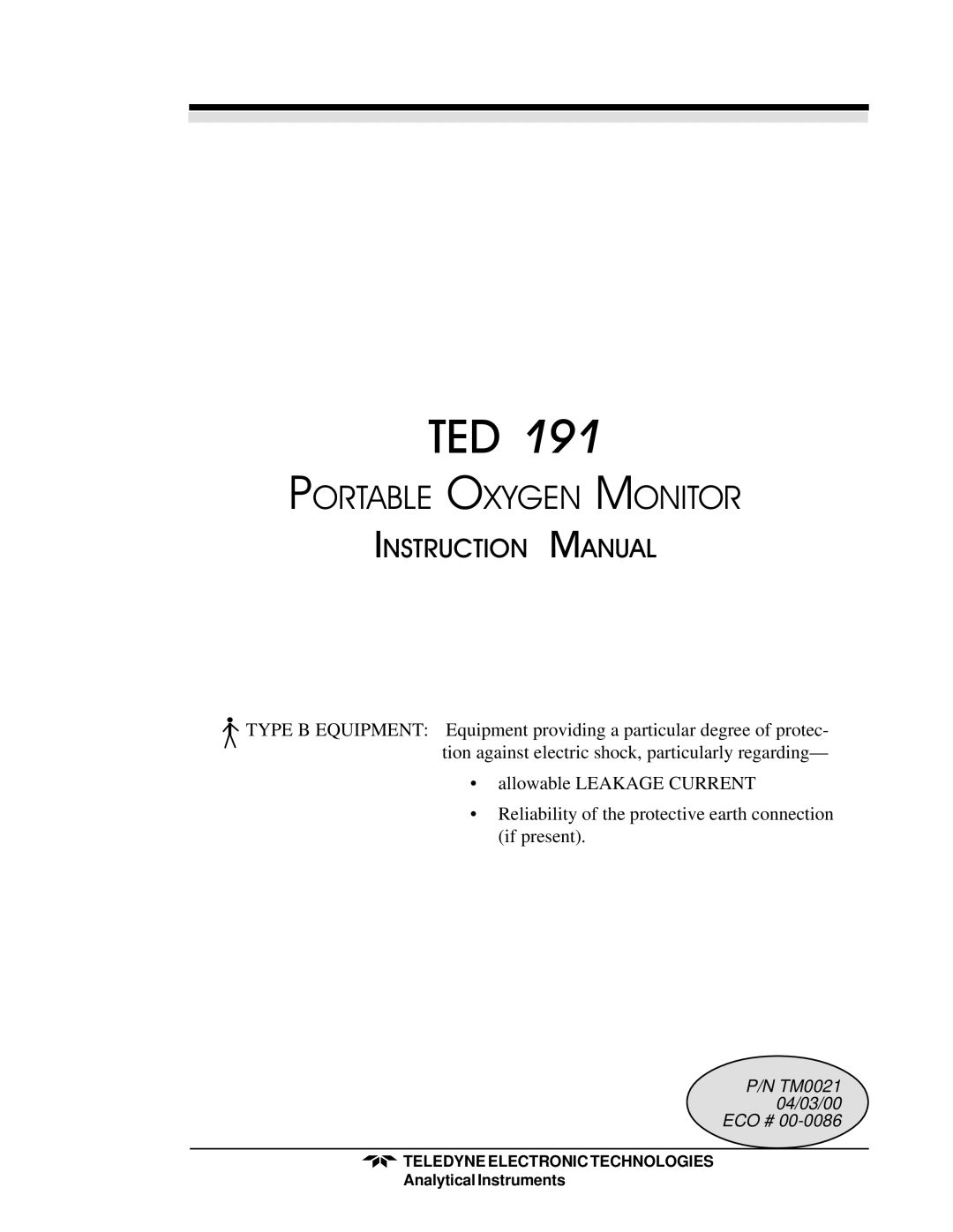 Teledyne TED 191 instruction manual Ted 