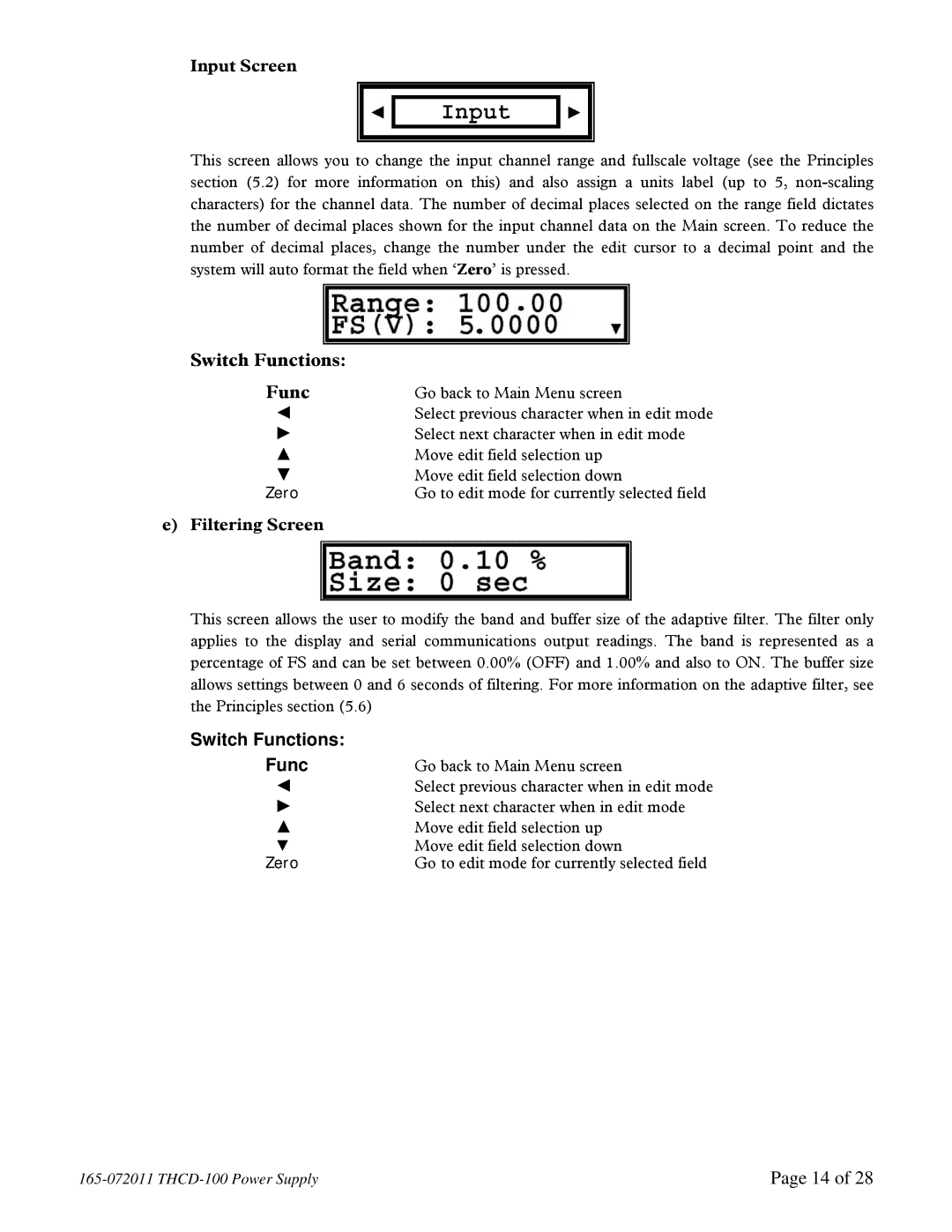 Teledyne THCD-100 instruction manual Input Screen, Filtering Screen 