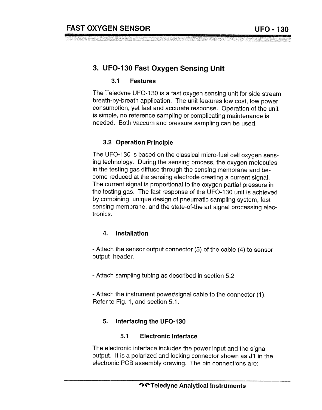 Teledyne UFO-130 manual 