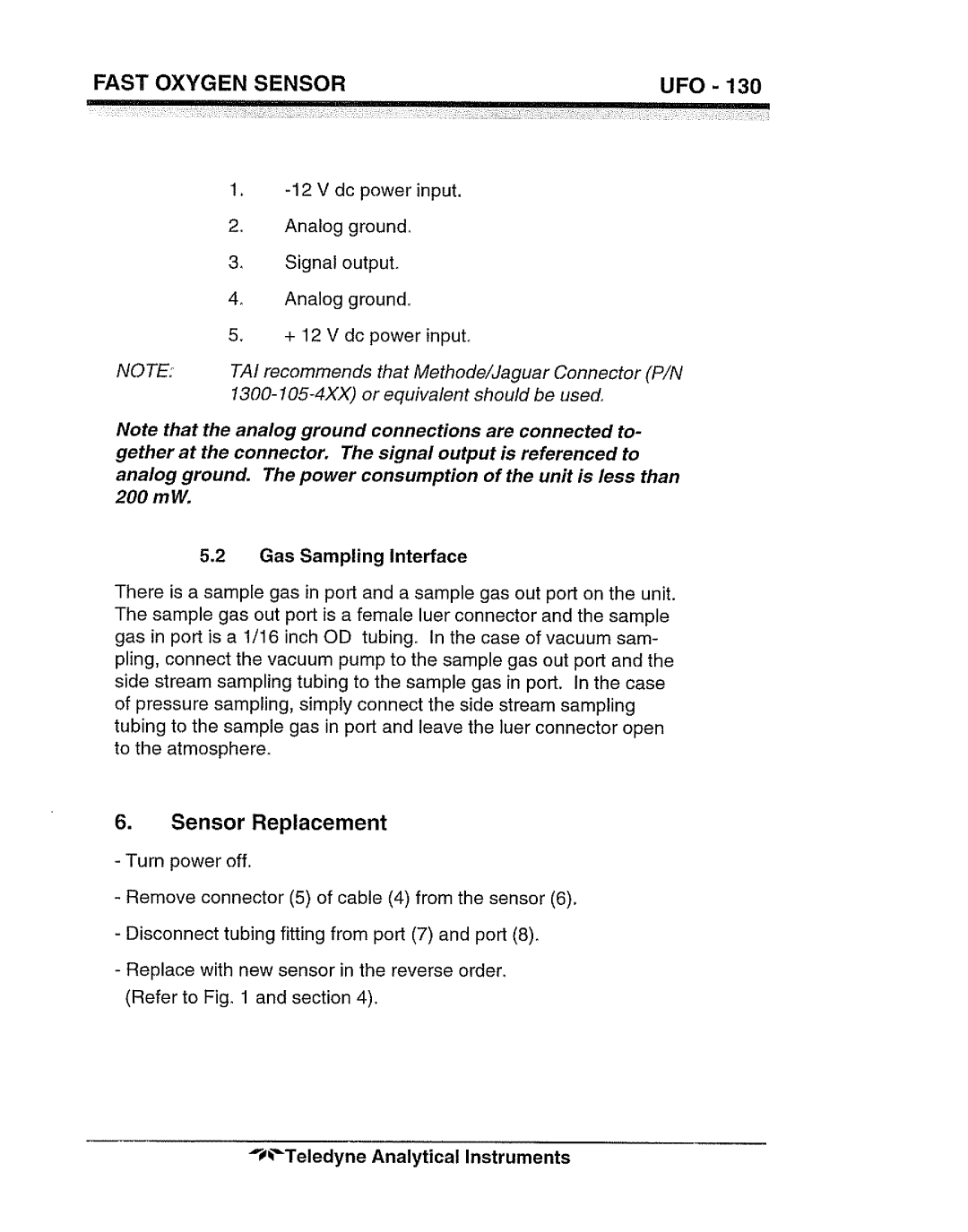 Teledyne UFO-130 manual 