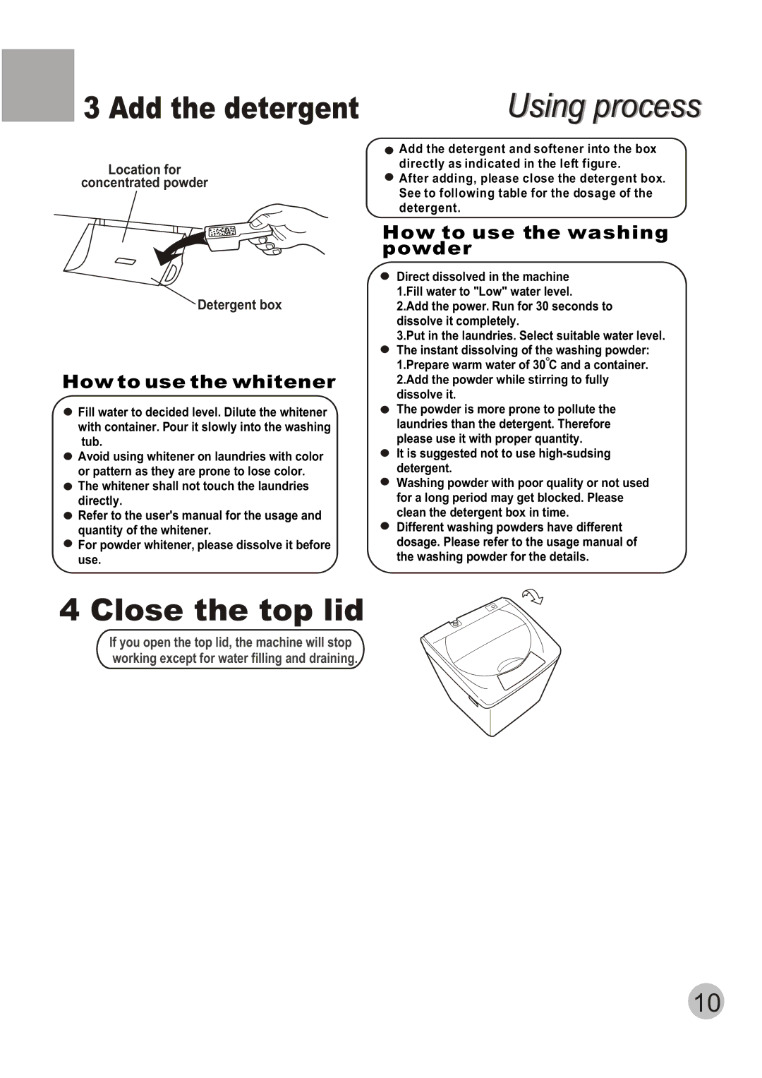 Telefunken TTL-700 manual Add the detergent, Close the top lid 