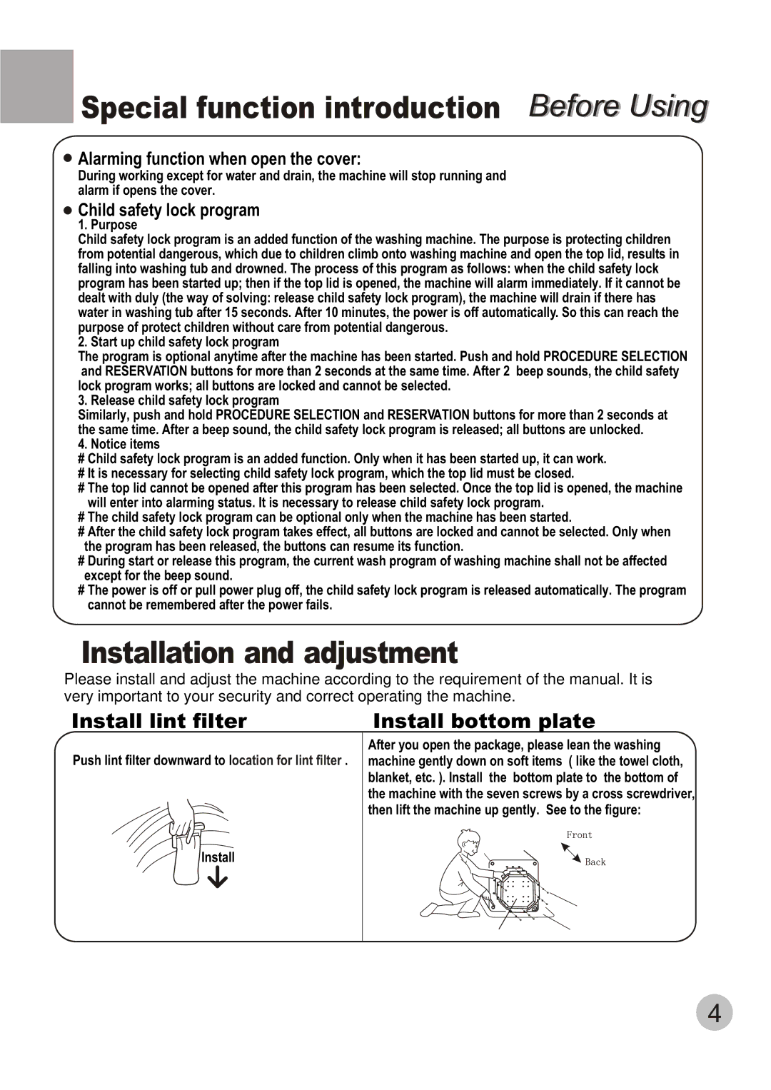 Telefunken TTL-700 manual Special function introduction Before Using, Installation and adjustment 