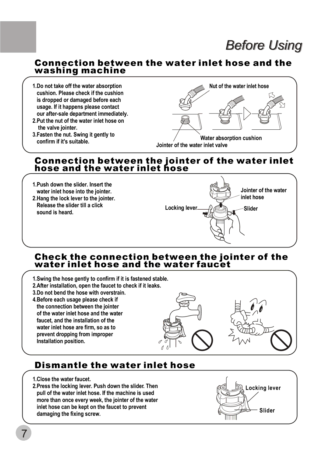 Telefunken TTL-700 manual Dismantle the water inlet hose 